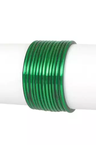 Nvr set of 12 plain green glass bangle for women
