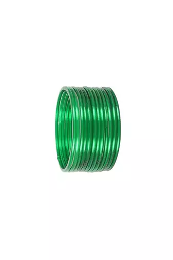 Nvr set of 12 plain green glass bangle for women