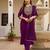 Women's purple rayon sequin embroidered kurta pant set with solid chinon dupatta