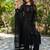 Women's black faux georgette sequin embroidered kurta pant set with net dupatta