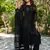 Women's black faux georgette sequin embroidered kurta pant set with net dupatta