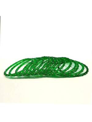 Nvr set of 12 beaded glass handmade green color bangle for women 3