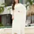 Women's white rayon slub sequin embroidered kurta pant set with chanderi dupatta
