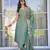Women's olive green viscose chanderi sequin embroidered kurta pant set with dupatta