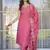 Women's pink green viscose chanderi sequin embroidered kurta pant set with dupatta
