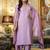 Women's pink viscose rayon sequin stone embroidered v neck kurta pant set with chanderi dupatta