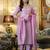 Women's pink viscose rayon sequin stone embroidered v neck kurta pant set with chanderi dupatta