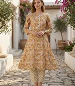  women's multicolor cotton blend floral printed kurta set with dupatta