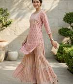  women's pure cotton floral printed kurta set with dupatta