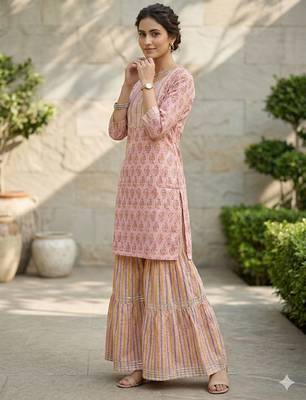 Arriva fab women's pure cotton floral printed kurta set with dupatta 2