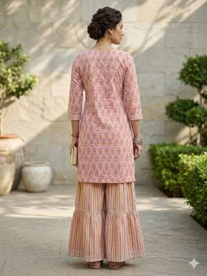 Arriva fab women's pure cotton floral printed kurta set with dupatta 3
