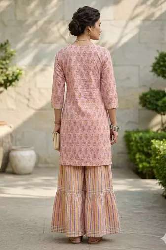 Arriva fab women's pure cotton floral printed kurta set with dupatta