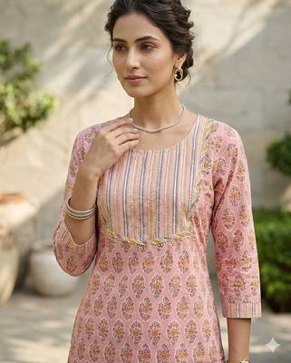 Arriva fab women's pure cotton floral printed kurta set with dupatta 4
