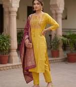  women's silk embroidered  kurta set with duppata
