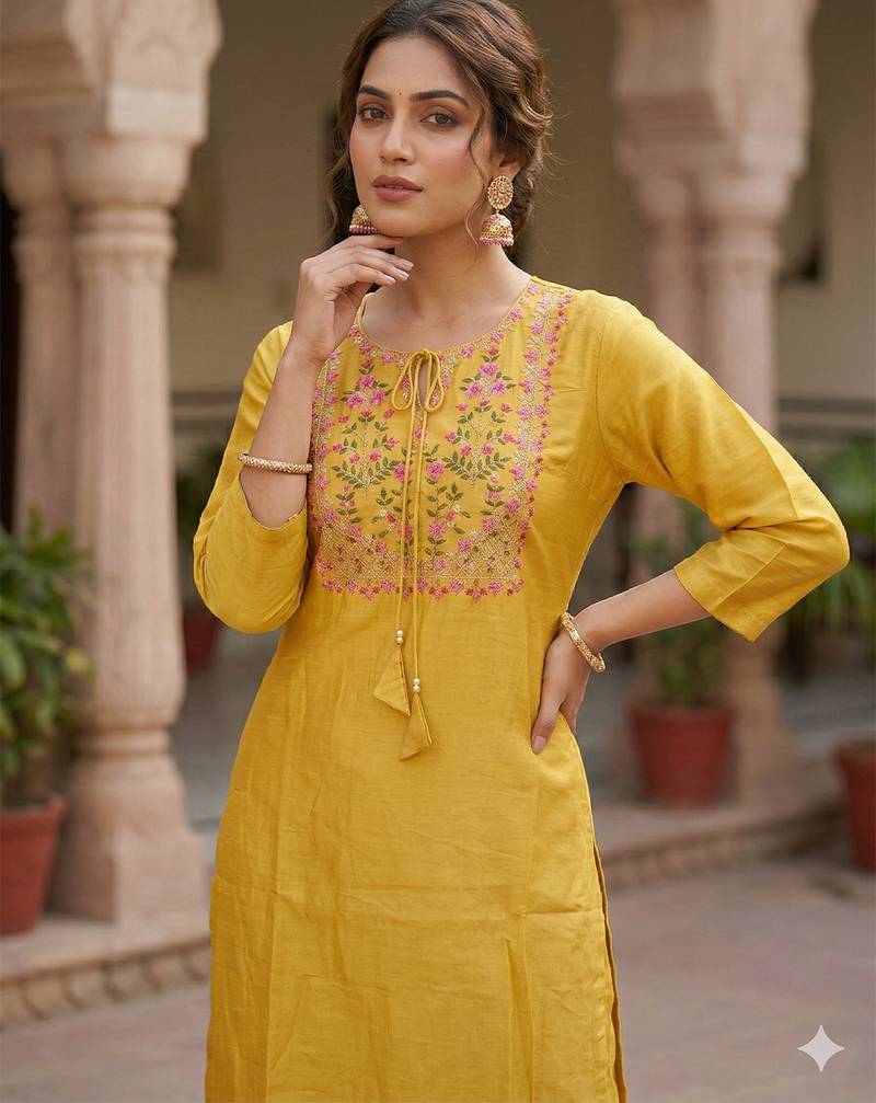  women's silk embroidered  kurta set with duppata