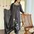 Women's black viscose rayon embroidered kurta pant set with chinon dupatta