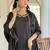 Women's black viscose rayon embroidered kurta pant set with chinon dupatta