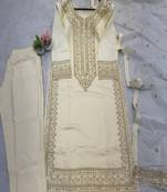 Cream embroidered kurta set