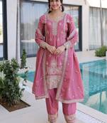 Pink silk kurta palazzo set