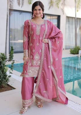 Pink silk kurta palazzo set 3