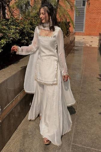 White ethnic kurta sharara set