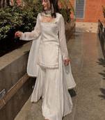 White ethnic kurta sharara set