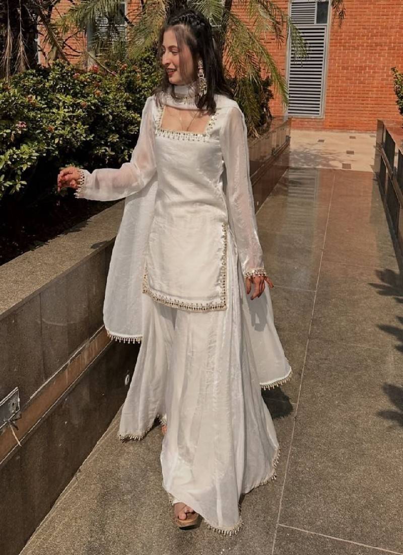 White ethnic kurta sharara set