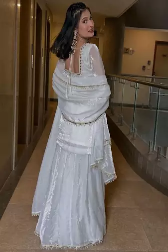 White ethnic kurta sharara set