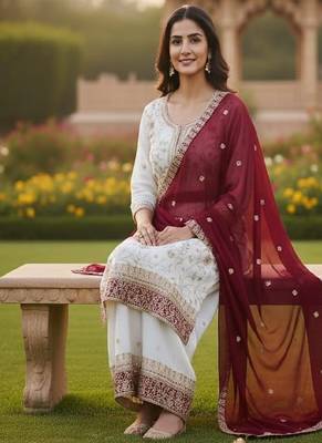 White embroidered kurta sharara set 2