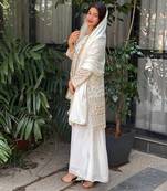 White and gold traditional sharara set