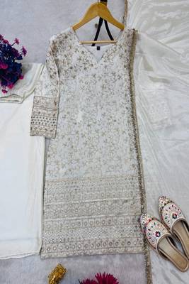 White and gold traditional sharara set 3