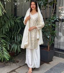 White and gold traditional sharara set