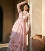 Pink floral anarkali dress