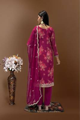 Rani-pink floral kurta pant set 2