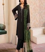 Black kurta pant set with green dupatta
