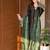 Black kurta pant set with green dupatta