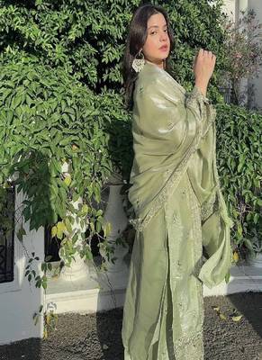 Pastel green embroidered palazzo set 2