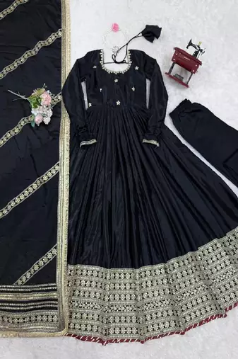 Black anarkali gown set