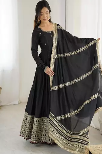 Black anarkali gown set