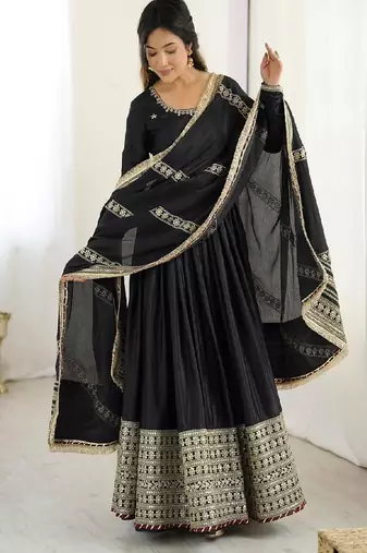 Black anarkali gown set