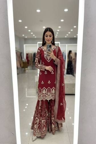 Red bridal style sharara set