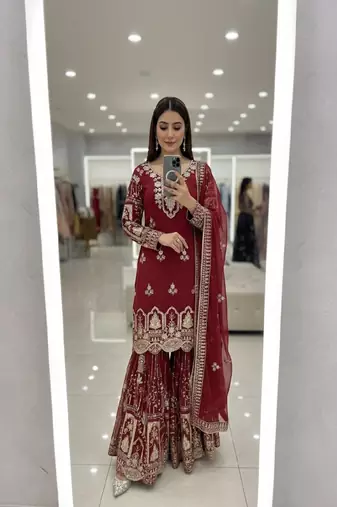 Red bridal style sharara set