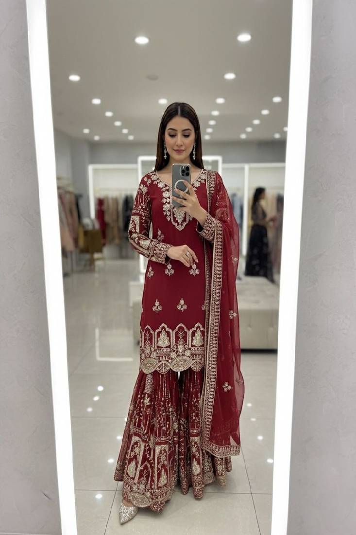 Red bridal style sharara set