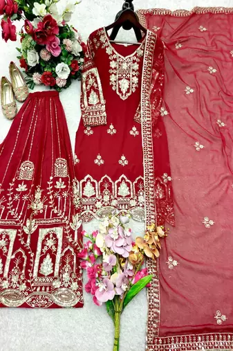 Red bridal style sharara set