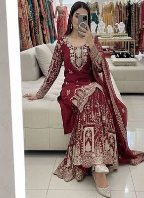 Red bridal style sharara set 3