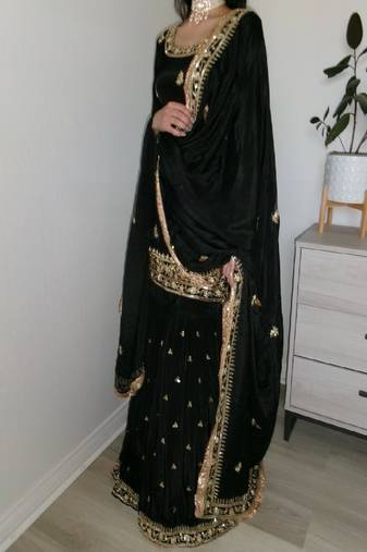 Black and gold party wear set