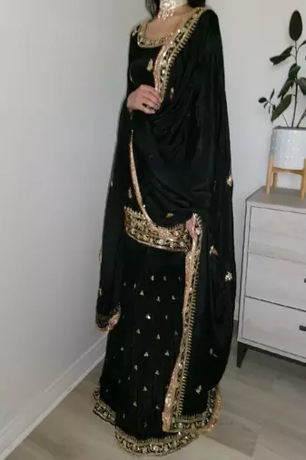 Black and gold party wear set
