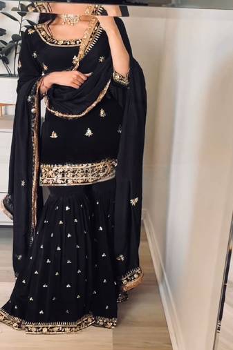 Black and gold party wear set