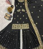 Black and gold party wear set