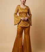 Mustard floral embroidered blouse